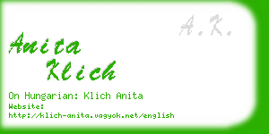 anita klich business card